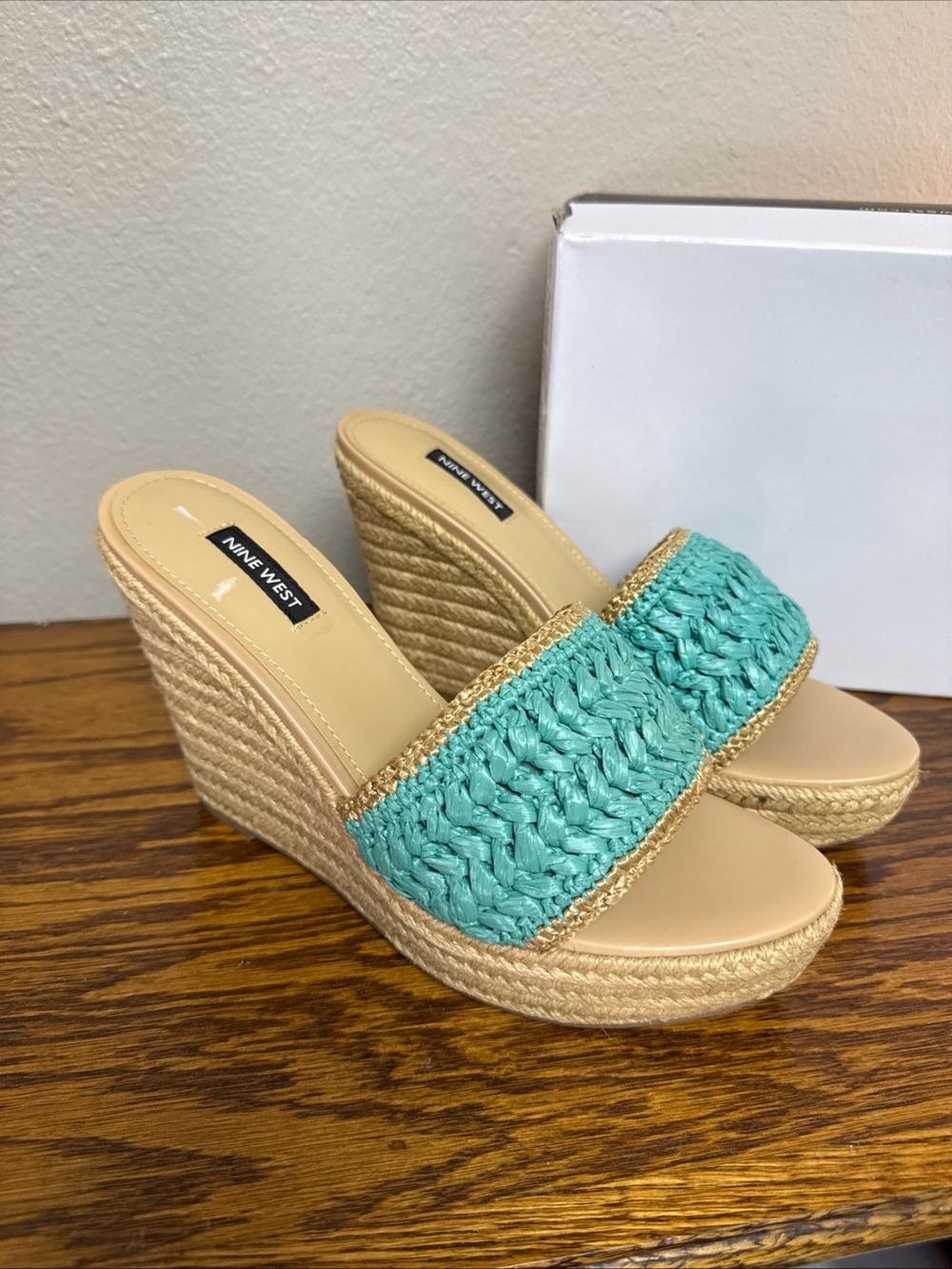 Nine West Holand Aqua Casual Wedge Sandals Size I’m 9 1/2M